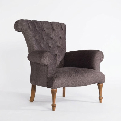 Divano Chesterfield in tessuto marrone design poltrona relax di lusso.