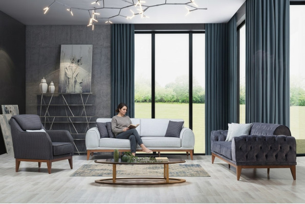 Moderno set di divani designer tre posti una poltrona lusso poltrona tre posti
