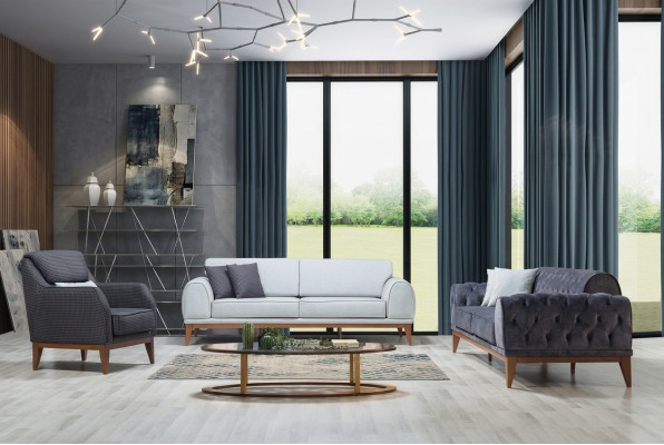Moderno set di divani designer tre posti una poltrona lusso poltrona tre posti