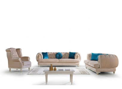 Divano beige a 3 posti + 2 posti + 1 posto in elegante stile lussuoso, set di divani imbottiti.