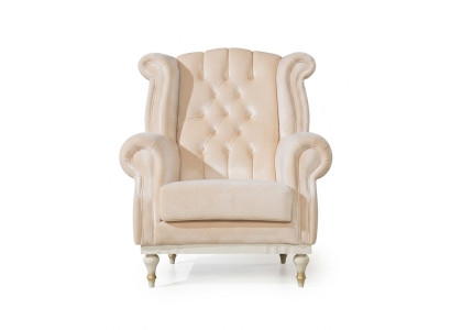 Sedia Chesterfield retrò bianca monoposto da salotto bar 1 posto