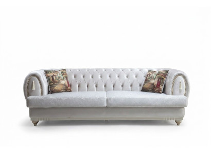 Sofà Chesterfield bianco a tre posti moderno elegante divano per soggiorno