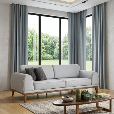 Divano di lusso grigio 3 posti, designer, sofà in pelle per soggiorno.