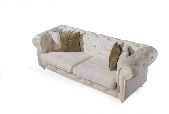 Sofà Chesterfield design a due posti colore bianco per soggiorno di lusso