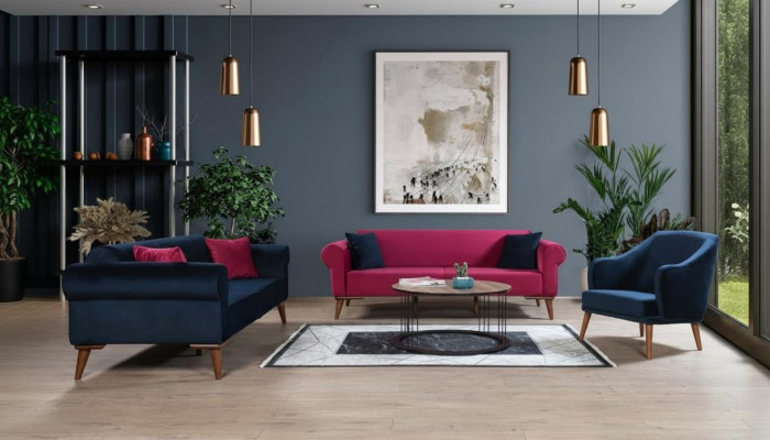 Sofà set 3+3+1 sedute Design Divano Imbottito Divani Moderni 3 pezzi