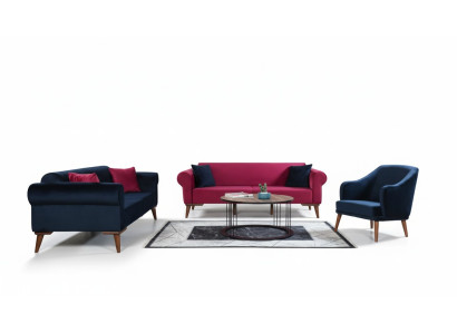Sofà set 3+3+1 sedute Design Divano Imbottito Divani Moderni 3 pezzi