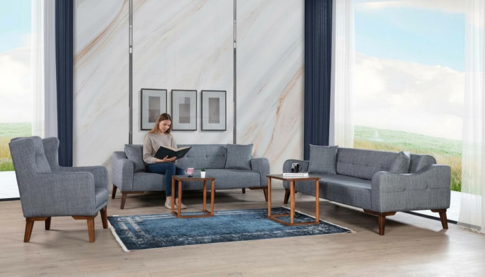 Sofà 3+3+1 posti Set completo di divani Poltrona Tessuto 3 pezzi