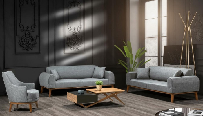 Sofà componibile 3+3+1 posti design divano imbottito moderno velluto