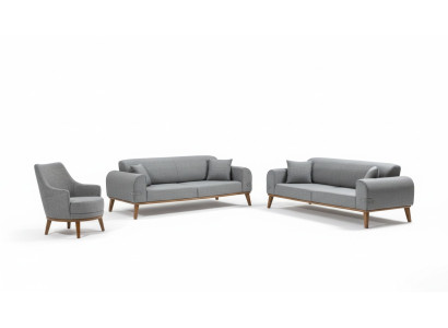 Sofà componibile 3+3+1 posti design divano imbottito moderno velluto