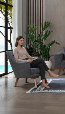 Design poltrona monoposto soggiorno Moderno mobile imbottito grigio