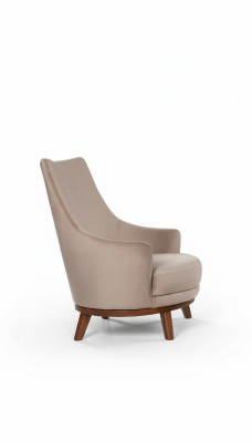 Poltrona imbottita per soggiorno singola poltrona relax in tessuto beige.