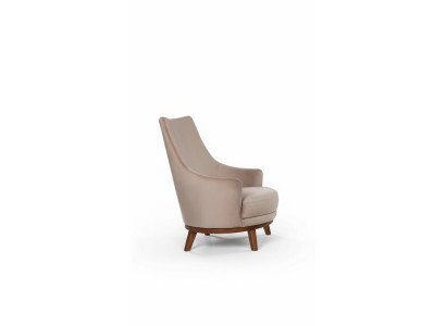 Poltrona imbottita per soggiorno singola poltrona relax in tessuto beige.