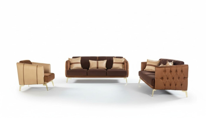 Sofagarnitur Divano Set 3+3+1 Posti Chesterfield Poltrona Tre Posti