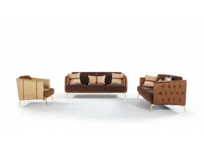 Sofagarnitur Divano Set 3+3+1 Posti Chesterfield Poltrona Tre Posti