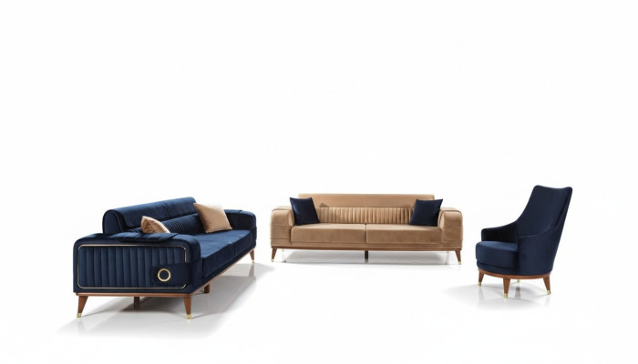 Set di divani di lusso 3+3+1 posti design divano imbottito moderna couch