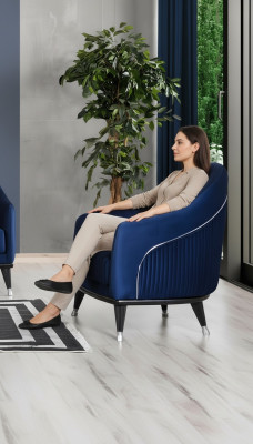 Poltrona di lusso monoposto in stile moderno e design per il soggiorno, in tessuto di poliestere.