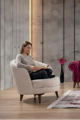 Beige poltrona elegante monoposto design soggiorno imbottito mobili