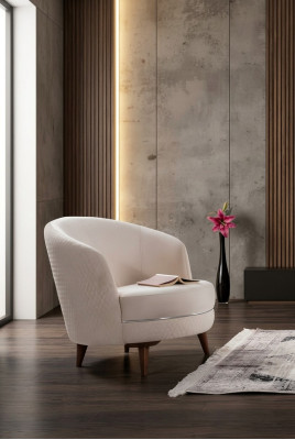 Beige poltrona elegante monoposto design soggiorno imbottito mobili
