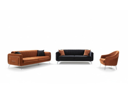 Sofà set 3+3+1 posti divani poltrona tessuto di lusso design salotto