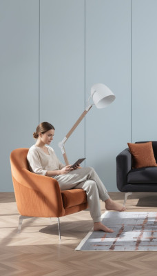 Design divano poltrona sofà imbottito 1 posto in tessuto color marrone nuovo