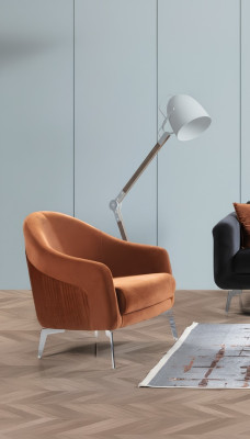 Design divano poltrona sofà imbottito 1 posto in tessuto color marrone nuovo
