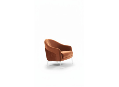 Design divano poltrona sofà imbottito 1 posto in tessuto color marrone nuovo