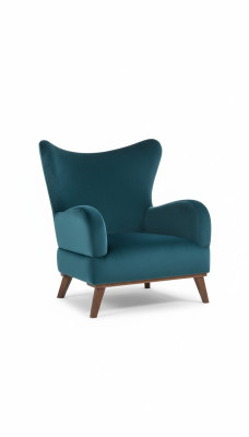Poltrona monoposto design soggiorno imbottito legno moderno turchese