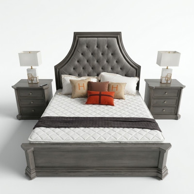 Set di camera da letto Letto + 2 Comodini Letti Letto matrimoniale Mobili Chesterfield Nuovi