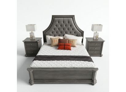 Set di camera da letto Letto + 2 Comodini Letti Letto matrimoniale Mobili Chesterfield Nuovi