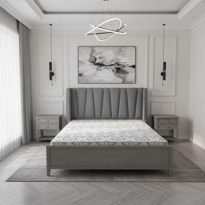 Design camera da letto 3 pezzi. Letto 2 comodini Set letti in legno comodino grigio