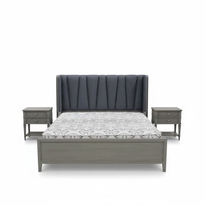 Design camera da letto 3 pezzi. Letto 2 comodini Set letti in legno comodino grigio