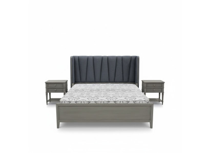 Design camera da letto 3 pezzi. Letto 2 comodini Set letti in legno comodino grigio