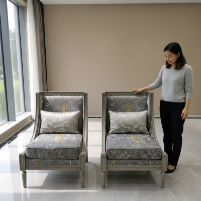 Poltrona di lusso, imbottita, design tessile, 1 posto, nuovo divano singolo.