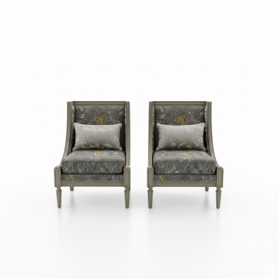 Poltrona di lusso, imbottita, design tessile, 1 posto, nuovo divano singolo.