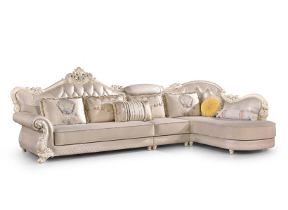 Divano ad angolo Chesterfield Chesterfield Poltrone Mobili Barocco Rococò Tessuto in Pelle