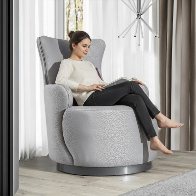 Poltrona rotonda per club, divano, divano, relax, poltrona imbottita, arredamento.