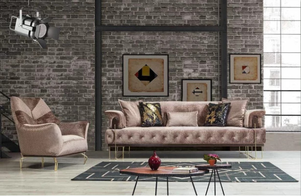 Poltrona design salotto imbottita in legno moderna di lusso marrone nuova