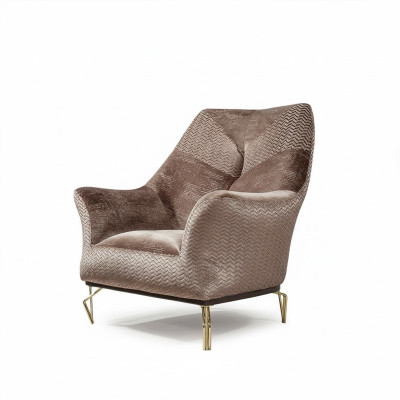 Poltrona design salotto imbottita in legno moderna di lusso marrone nuova