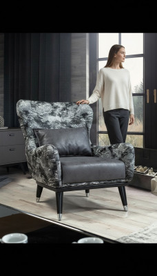 Poltrona da soggiorno imbottita seduta design moderno stile serpente rivestimento