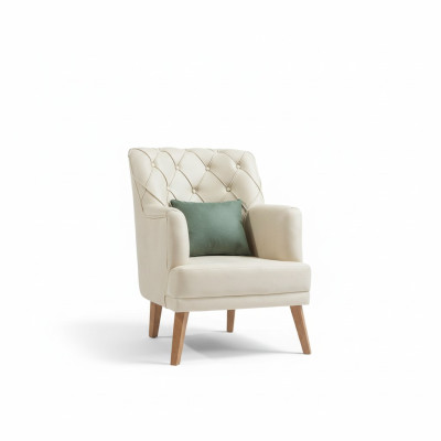 Poltrona soggiorno mobili moderni tessuto lounge tessile similpelle beige