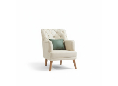 Poltrona soggiorno mobili moderni tessuto lounge tessile similpelle beige
