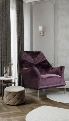 Poltrona monoposto Imbottita Sedile Seduta Design Sedile Tessuto Moderno Viola