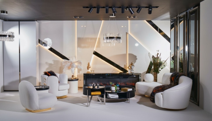 Set di divani 3+1 posti di lusso, divani, poltrone da soggiorno bianchi.