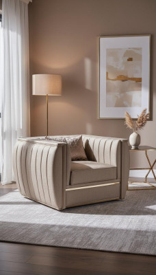 Poltrona design soggiorno imbottita in legno moderno di lusso nuovo colore beige.