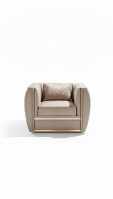 Poltrona design soggiorno imbottita in legno moderno di lusso nuovo colore beige.
