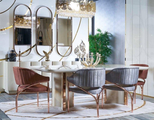 Soggiorno Mobile bianco con specchio Materiale Legno con Metallo Stile Moderno