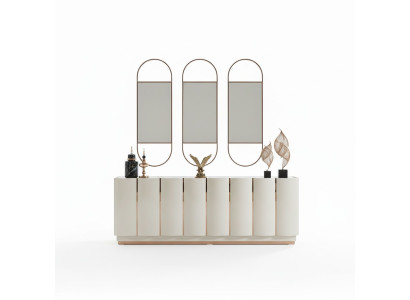 Soggiorno Mobile bianco con specchio Materiale Legno con Metallo Stile Moderno