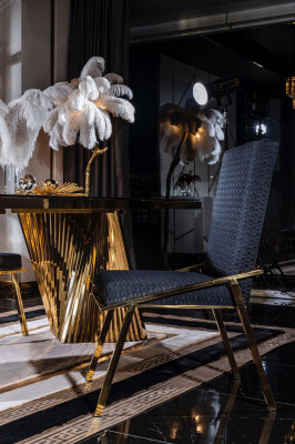 Set da pranzo sedie tavolo credenza tavoli 6 pezzi acciaio inossidabile oro