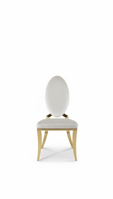 Sedia da pranzo bianca di lusso in metallo con tessuto, stile sedie moderno con braccioli.