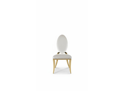 Sedia da pranzo bianca di lusso in metallo con tessuto, stile sedie moderno con braccioli.